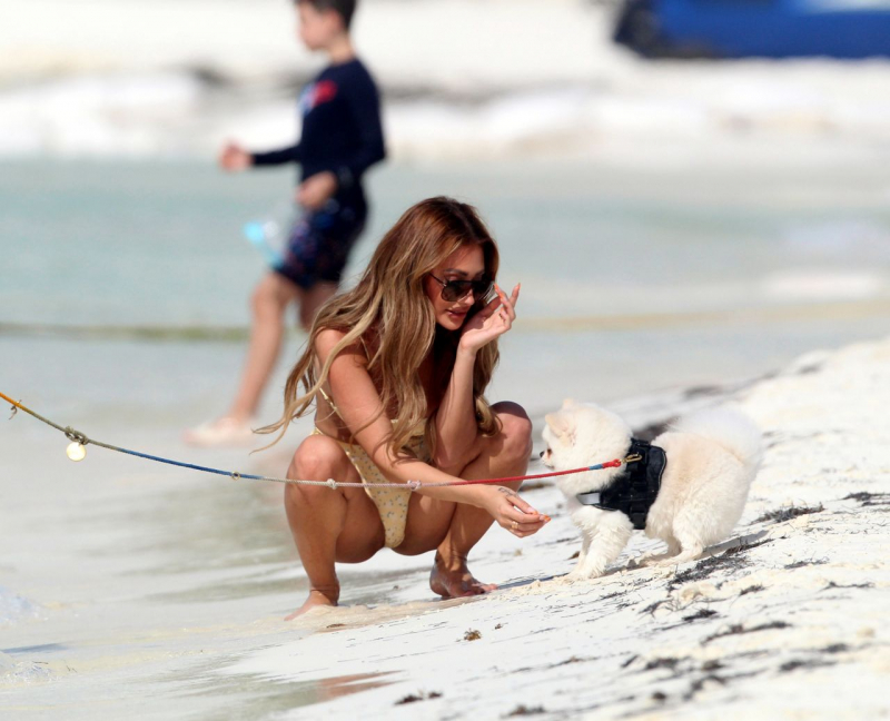 Francesca Farago bikini ile Meksika plajında