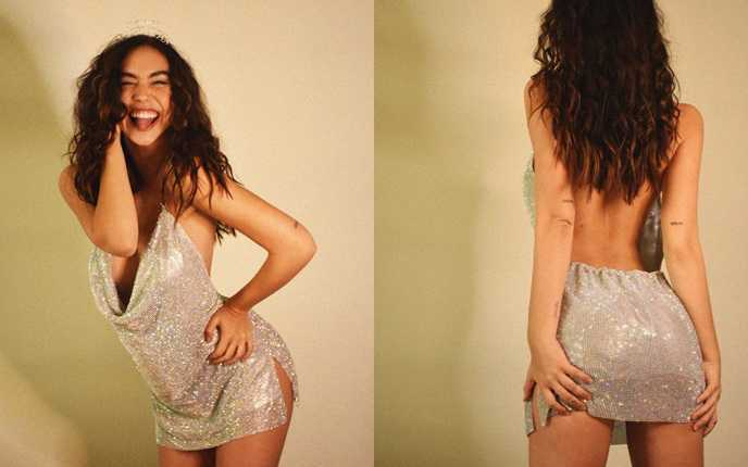 Alexis Ren göğüs dekolteli mini elbiseyle Melissa Cartagena çekimlerinde