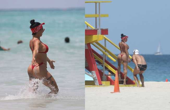 Lis Vega kırmızı bikini ile Miami'de